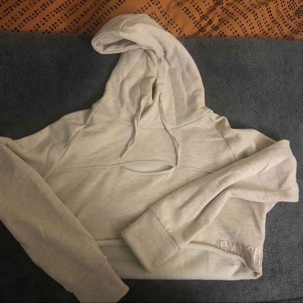 Gymshark Cream Keyhole Cropped Hoodie